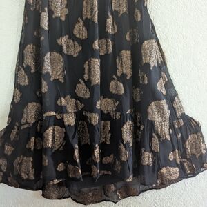 Floreat Bo Ho Fairy Hippy Peasant Black and Gold A-Line Skirt